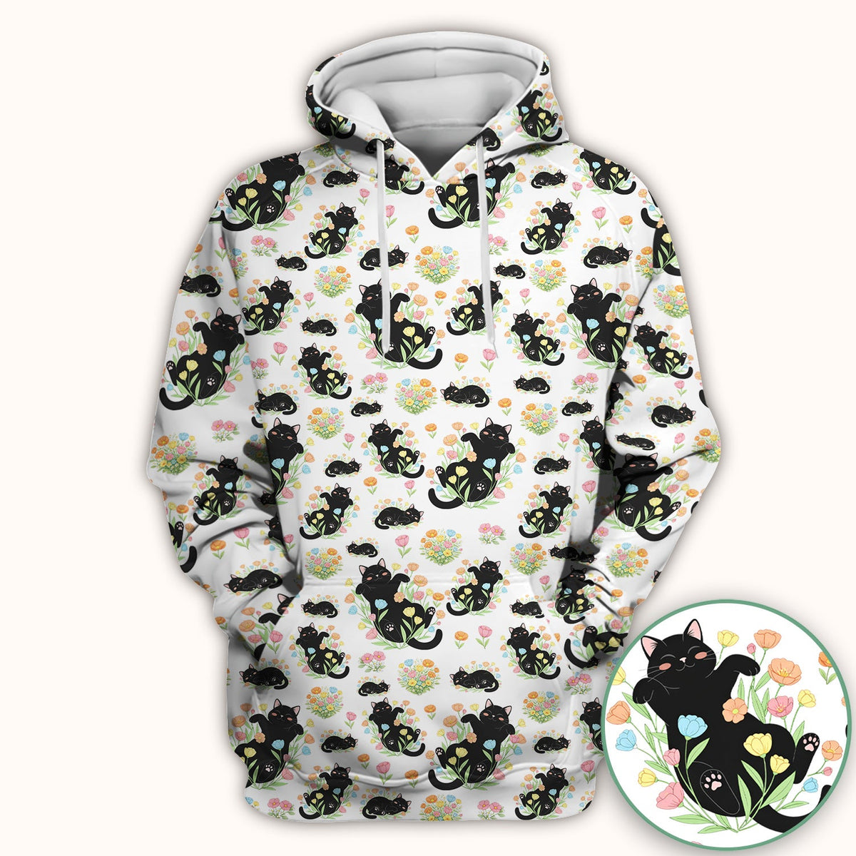 Cats Cute Poses Floral Nurse Scrub Top