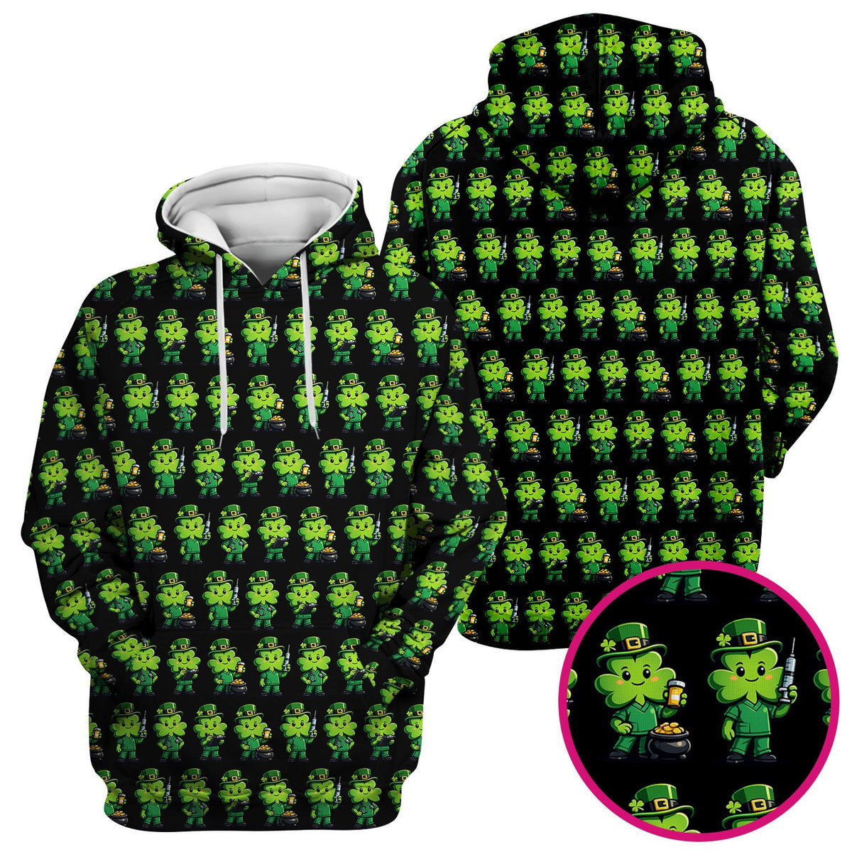 St Patrick Leprechaun Nurse Scrub Top