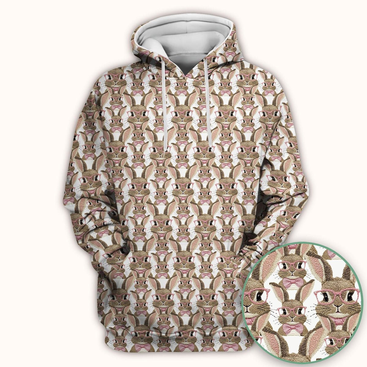 Bunny With Glasses Nurse Scrub Top - Easter Gift