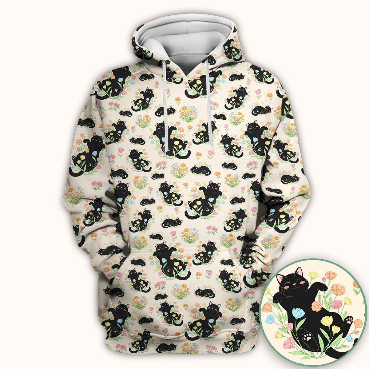 Cats Cute Poses Floral Nurse Scrub Top