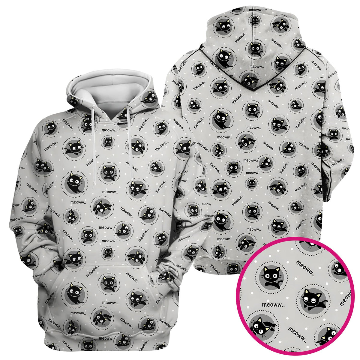 Black Cat Meow Nurse Scrub Top