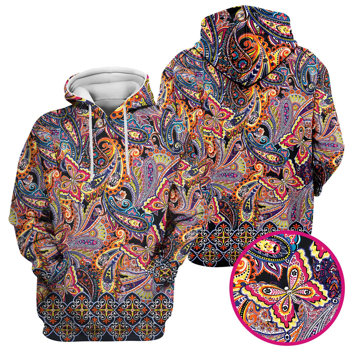 Colorful Bohemian Paisley Floral Nurse Scrub Top
