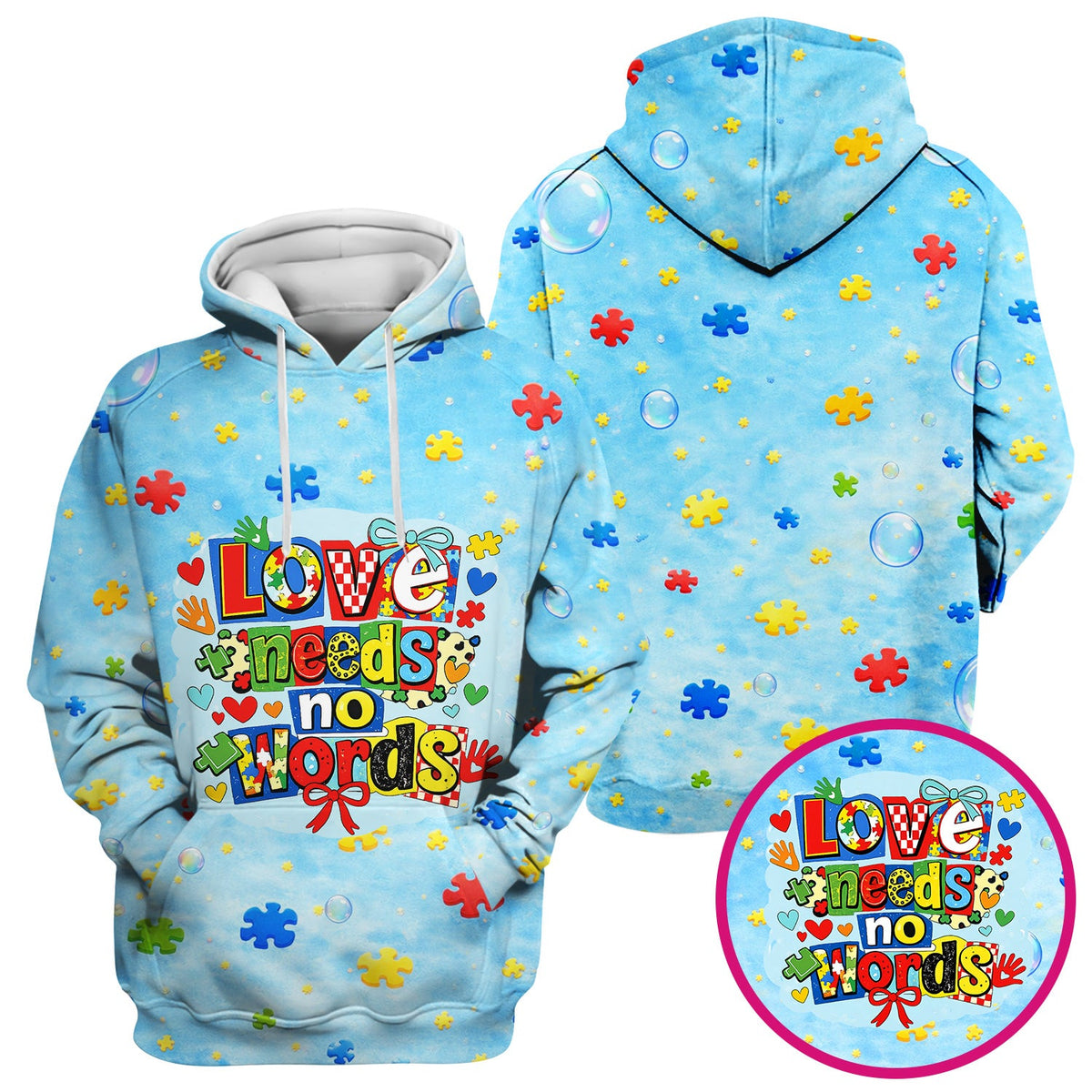 Autism Awareness Love Needs No Words Nurse Scrub Top