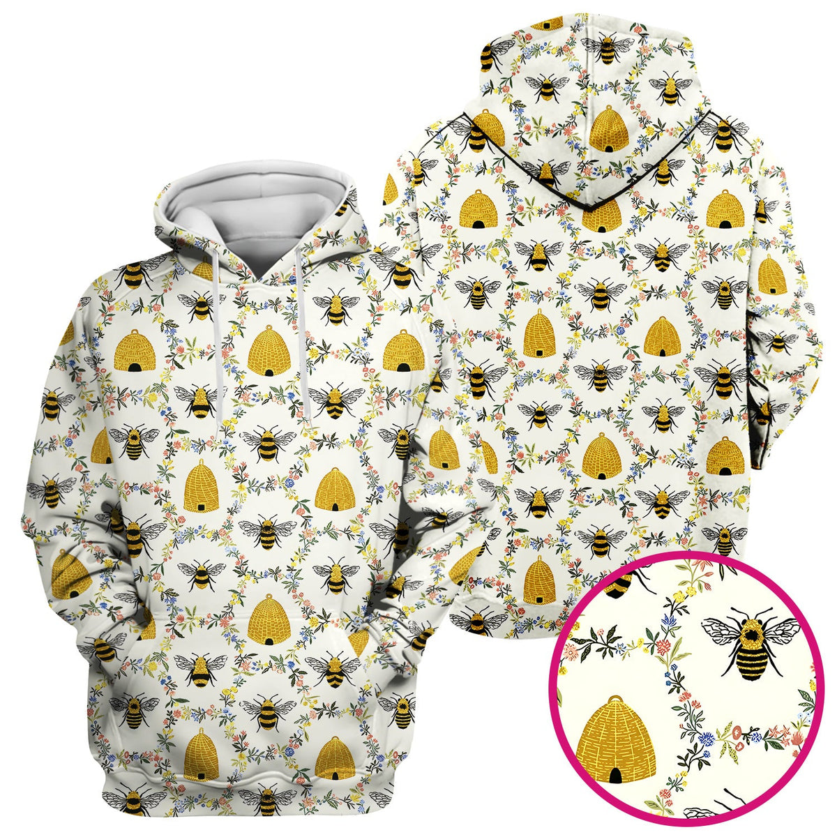 Honey Bee Beehive Floral Nurse Scrub Top
