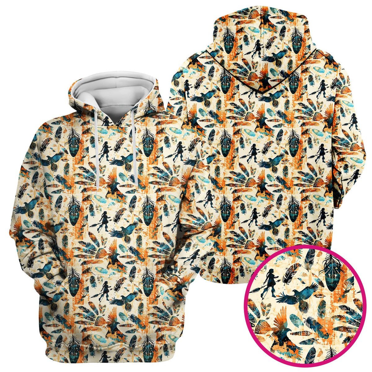 Feather Birds Tribal Nurse Scrub Top