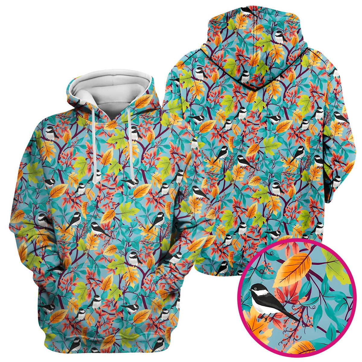 Autumn Leaf Chickadee Bird Nurse Scrub Top