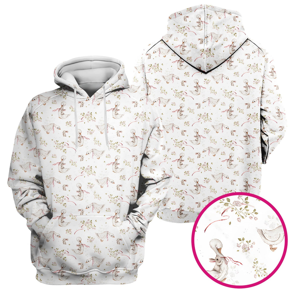 Duck Bunny Floral Nurse Scrub Top - Easter Gift
