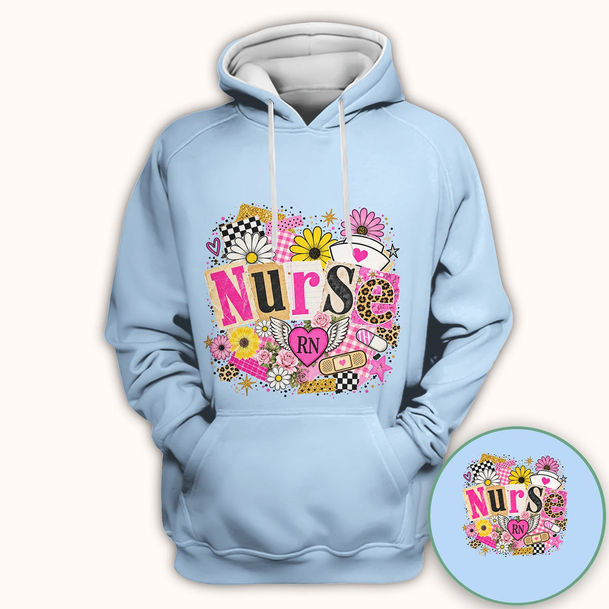 Nurse RN Floral Collage Shirt