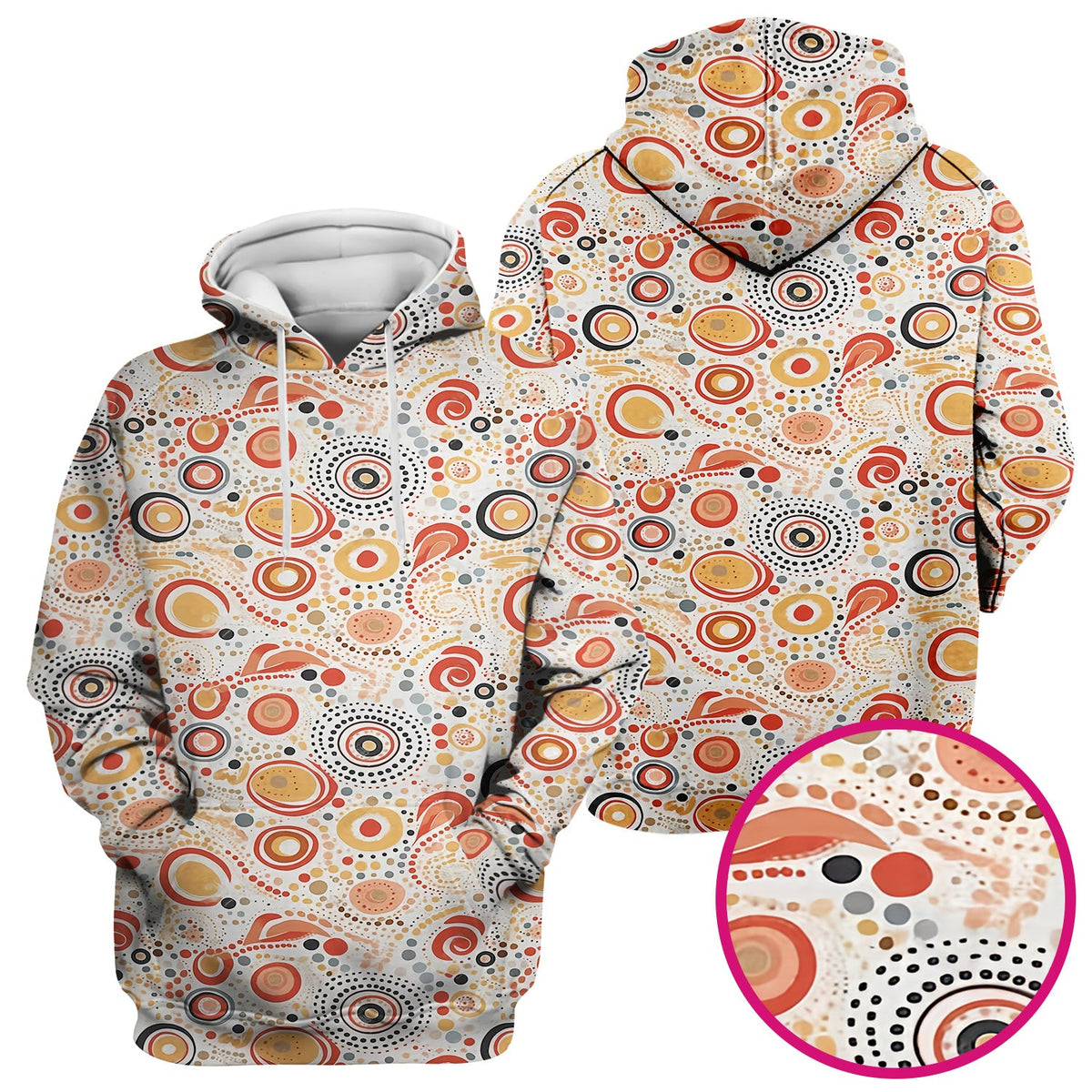 Abstract Earth Tone Dot Circle Nurse Scrub Top