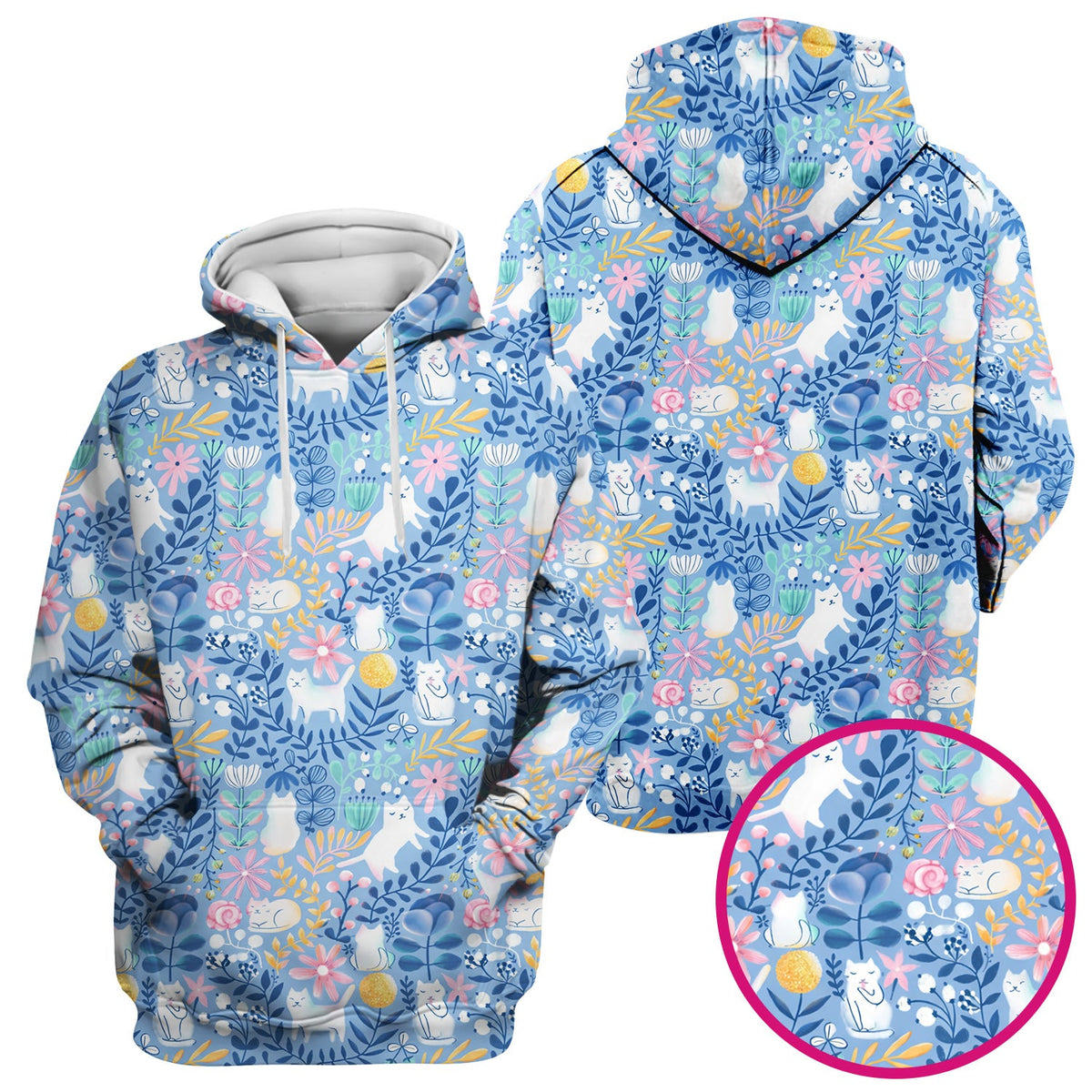 Whimsical Cat Floral Nurse Scrub Top