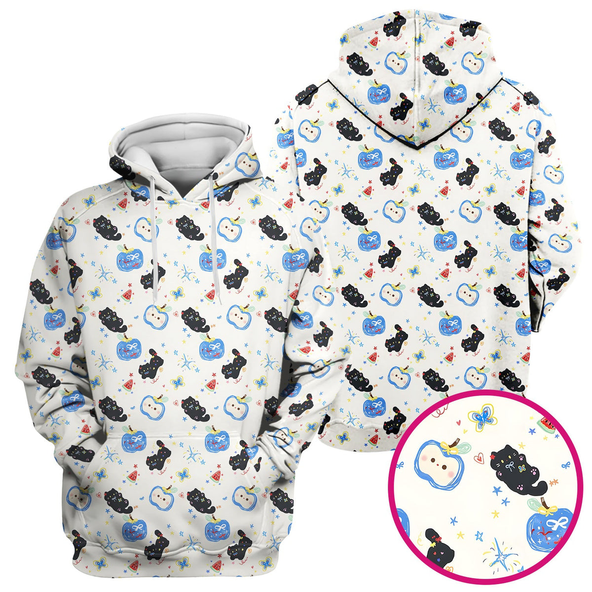 Cute Black Cat Apple Nurse Scrub Top