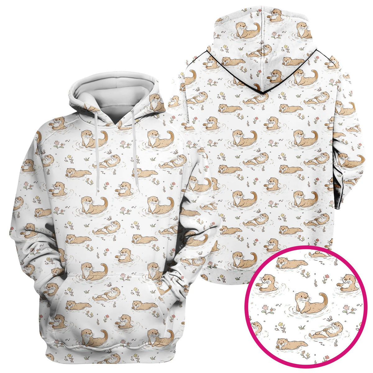 Otter Swimming Floating Water Nurse Scrub Top