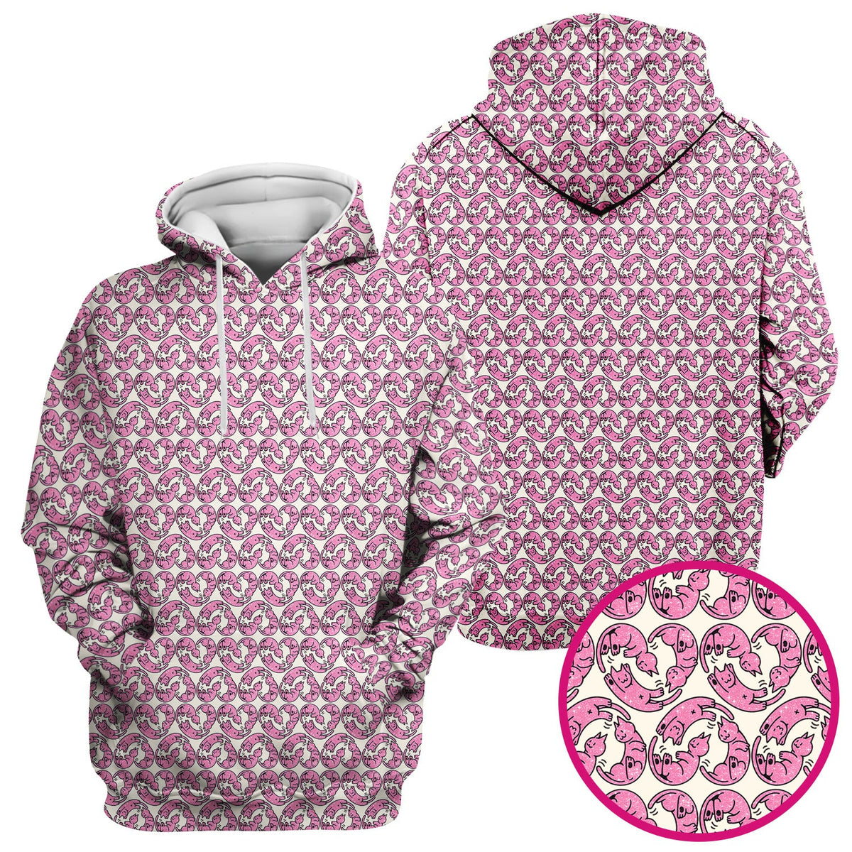 Pink Cat Cartoon Nurse Scrub Top
