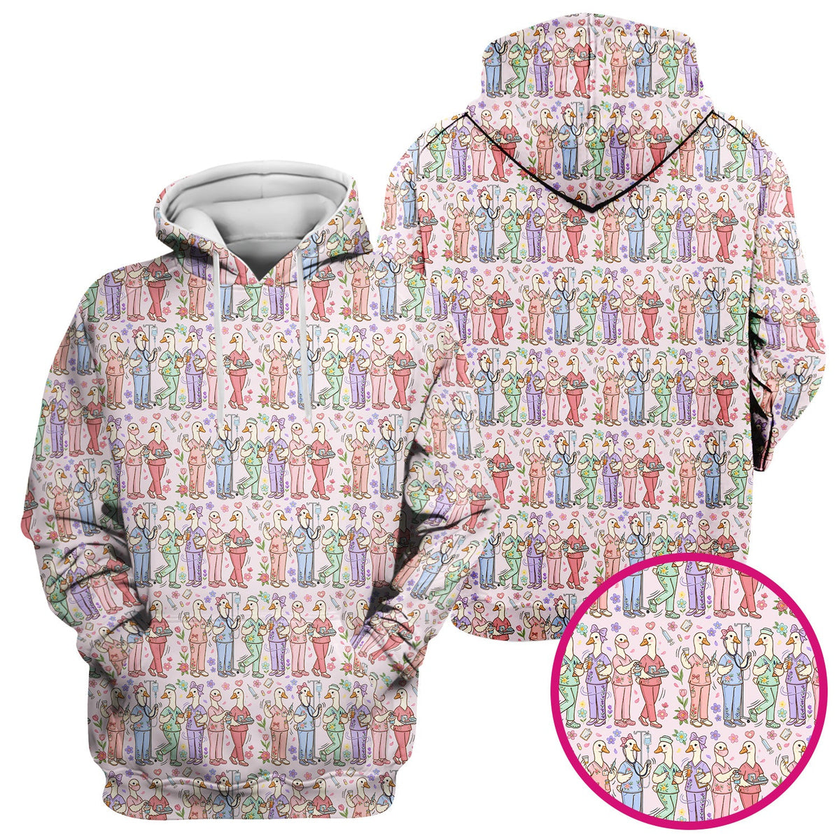 Goose Characters Floral Nurse Scrub Top