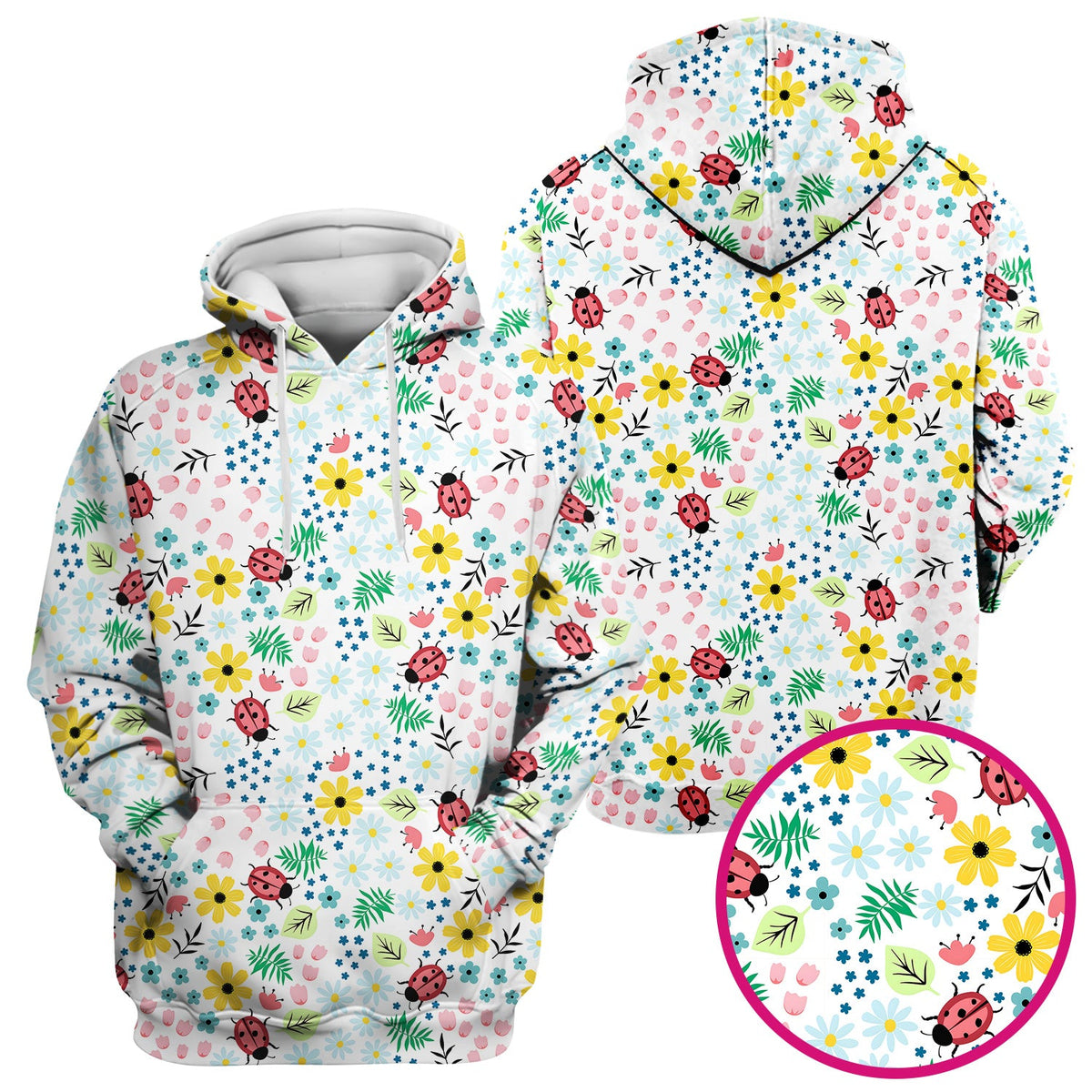 Ladybug Floral Garden Nurse Scrub Top
