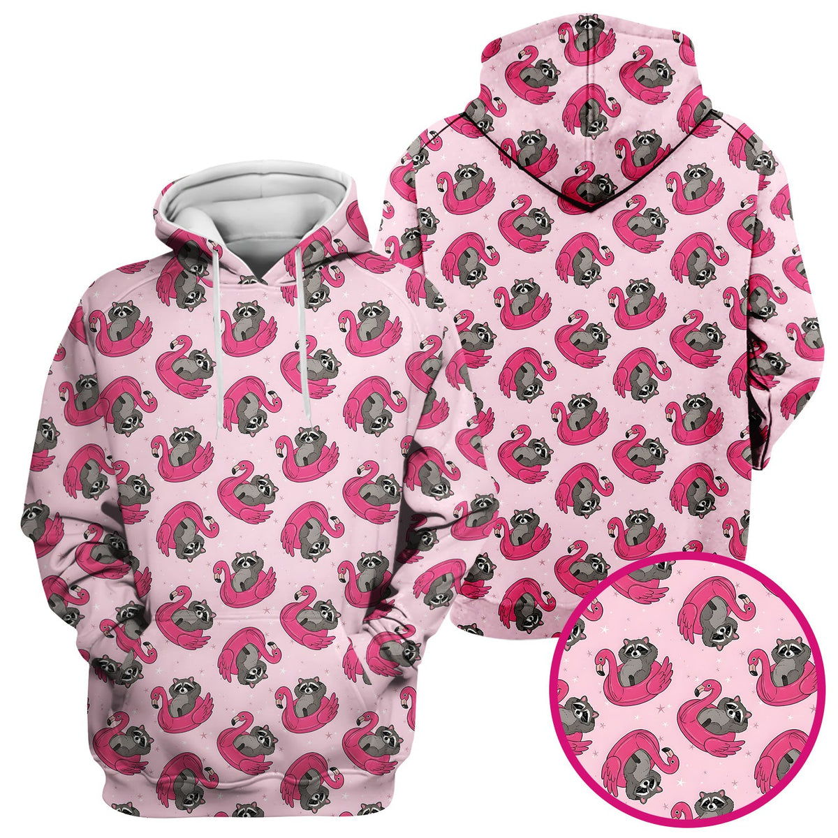 Raccoon Flamingo Float Nurse Scrub Top