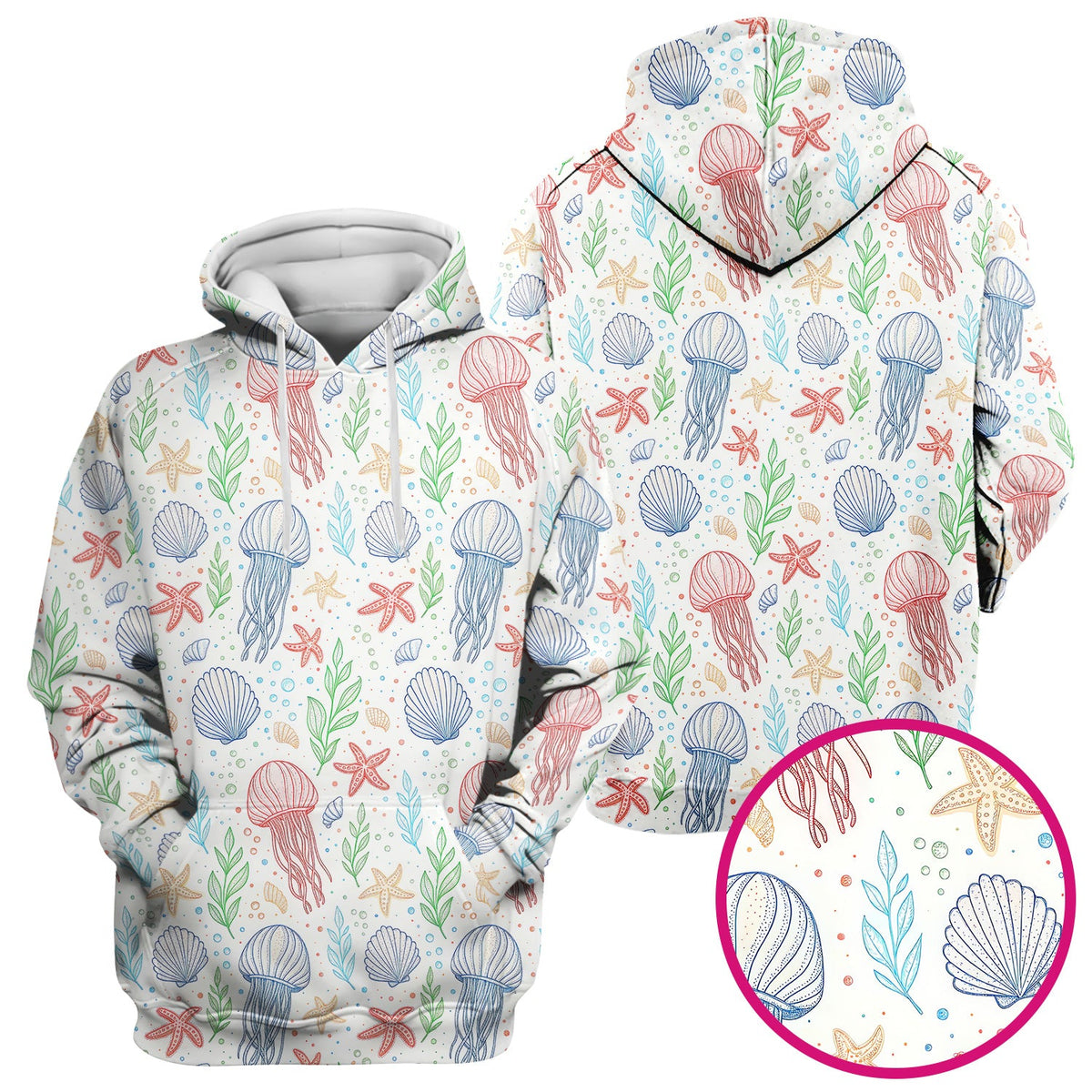 Ocean Jellyfish Starfish Seashell Nurse Scrub Top