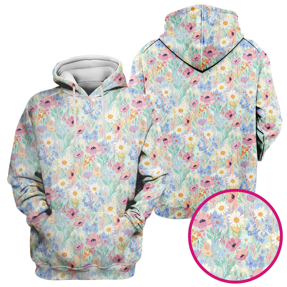 Pastel Wildflower Meadow Floral Nurse Scrub Top