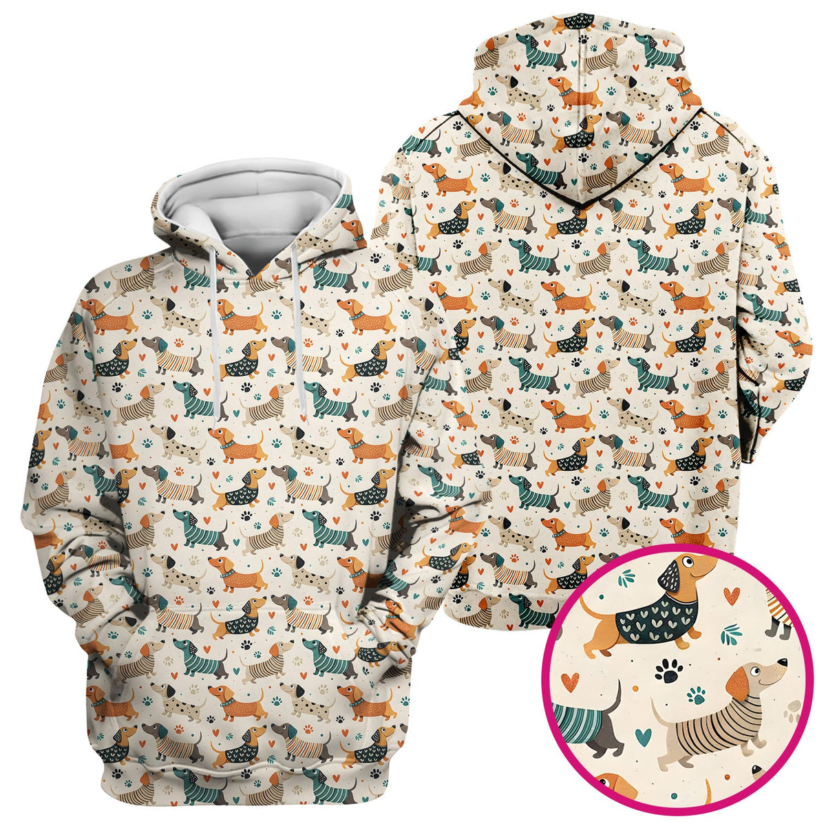 Fun Dachshund Paw Heart Nurse Scrub Top