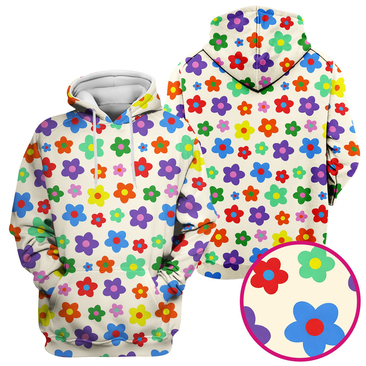 Colorful Retro Flower Nurse Scrub Top