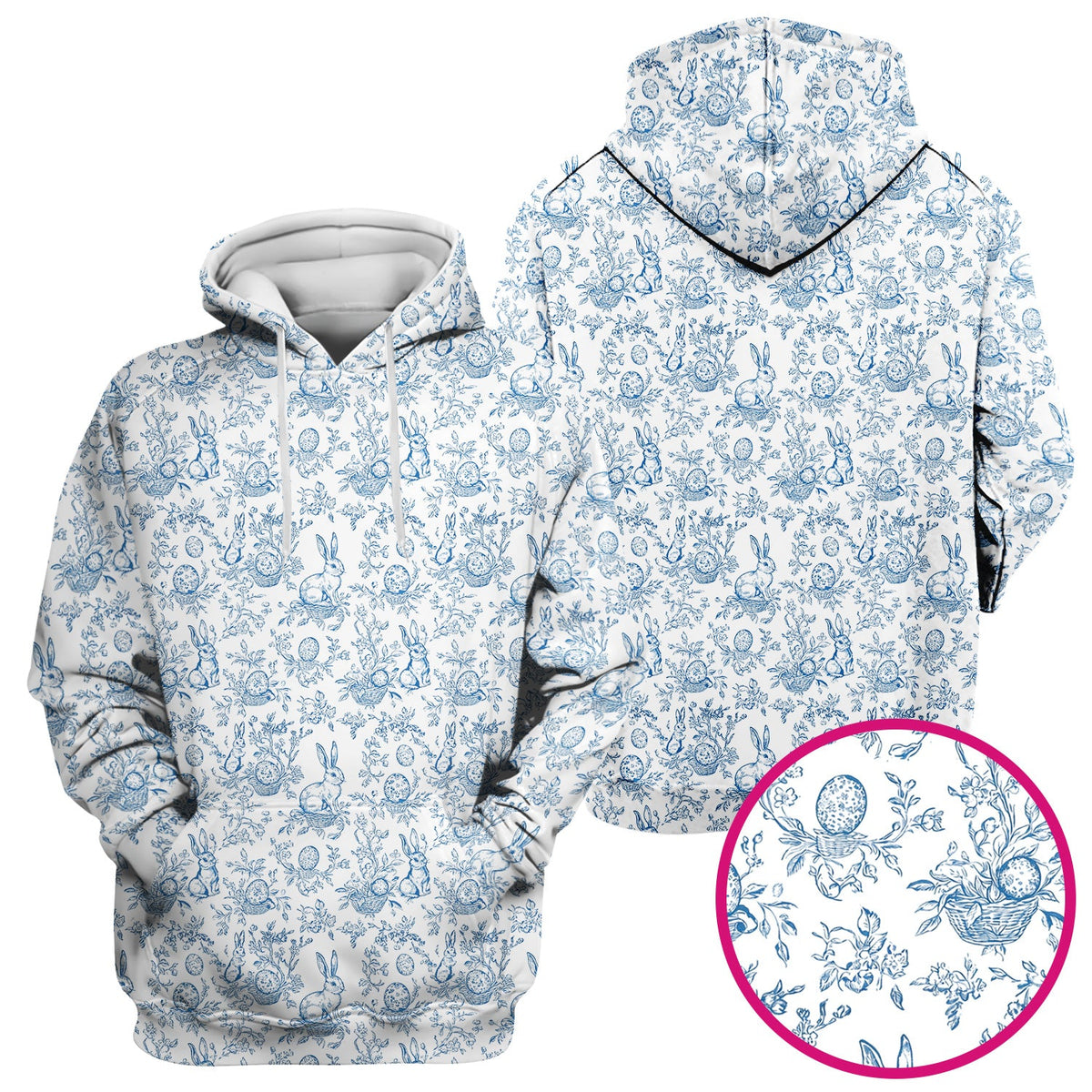 Bunny Floral Egg Toile Nurse Scrub Top - Easter Gift