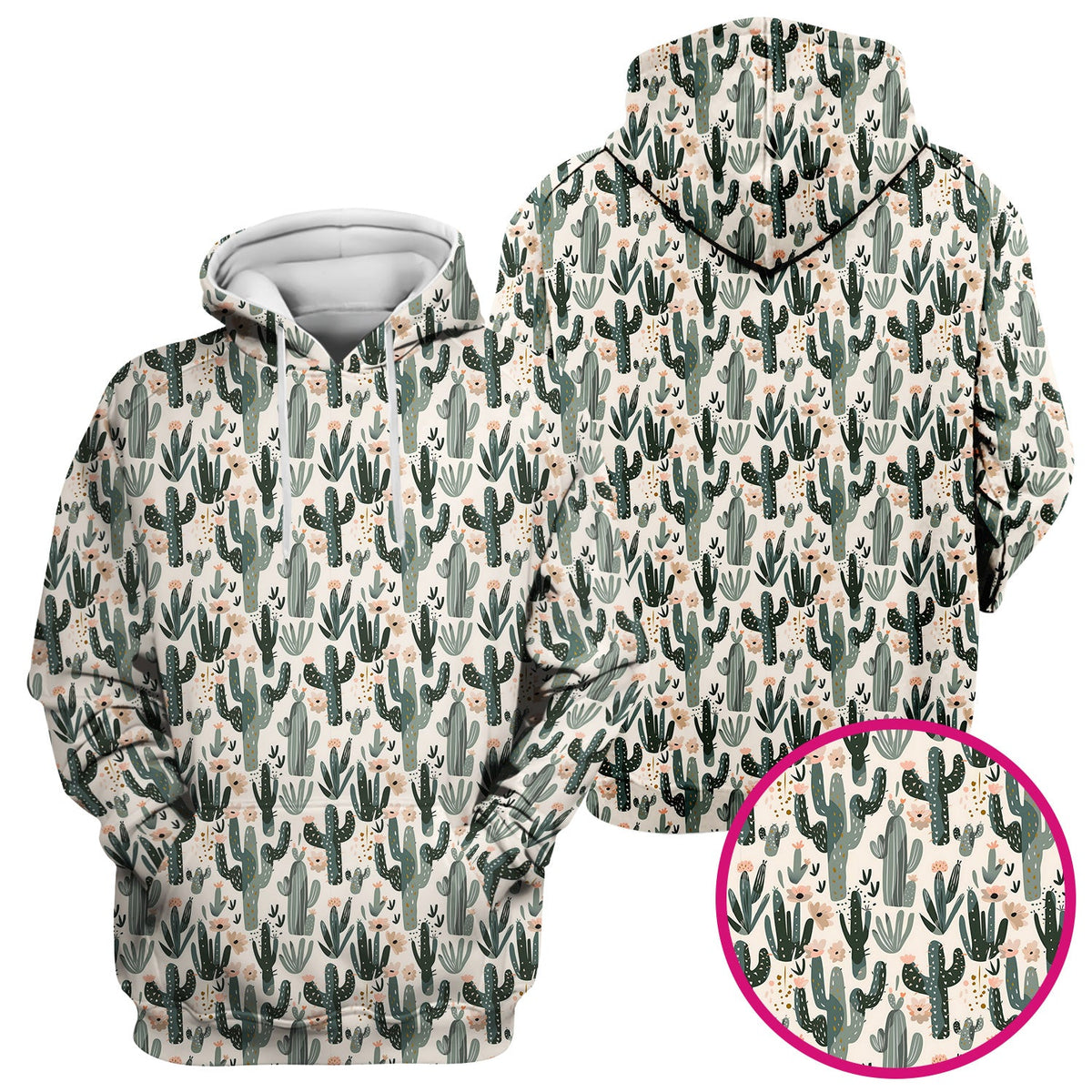 Green Cactus Desert Blossom Nurse Scrub Top