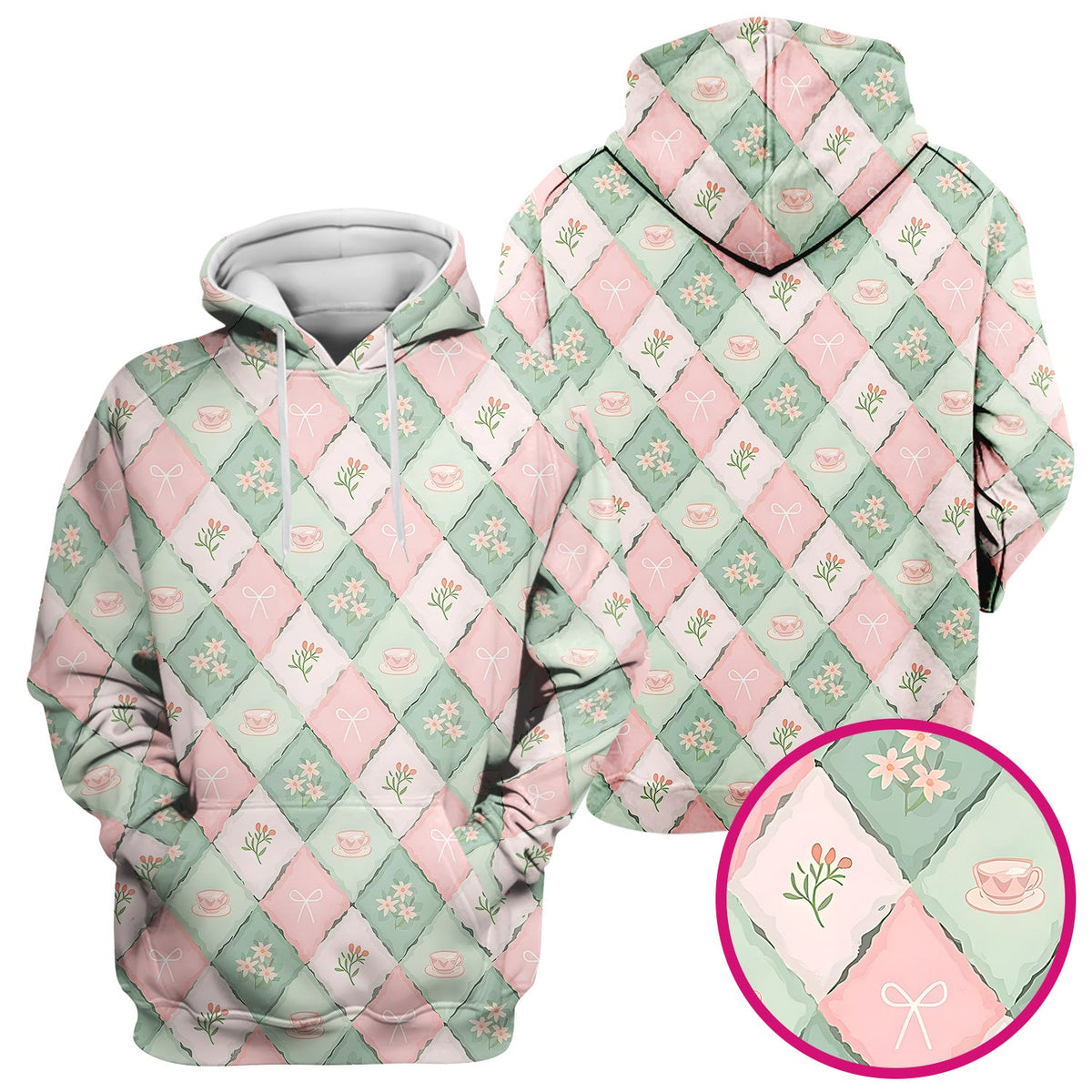 Flowers Tea Cups Nurse Scrub Top