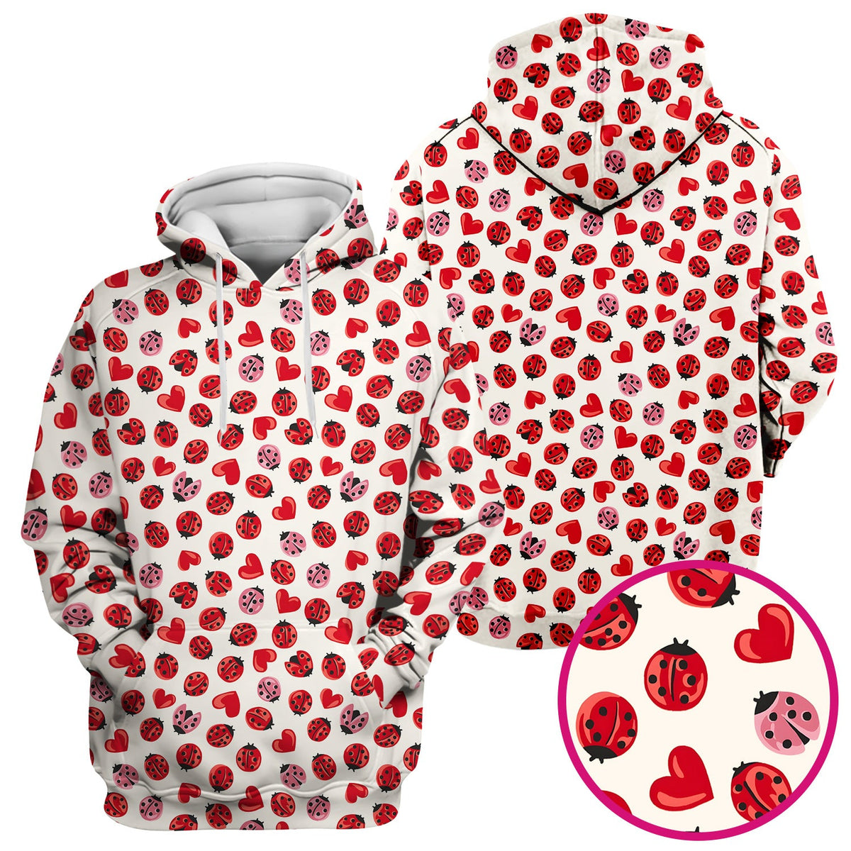 Ladybug Red Heart Nurse Scrub Top