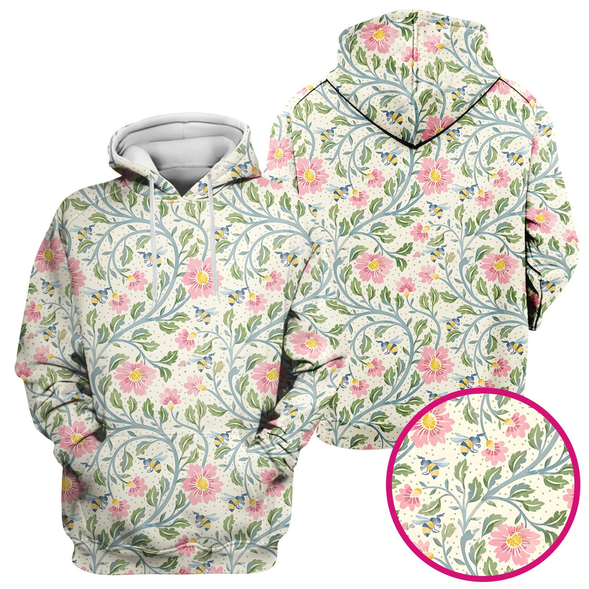 Floral Bee Garden Nurse Scrub Top