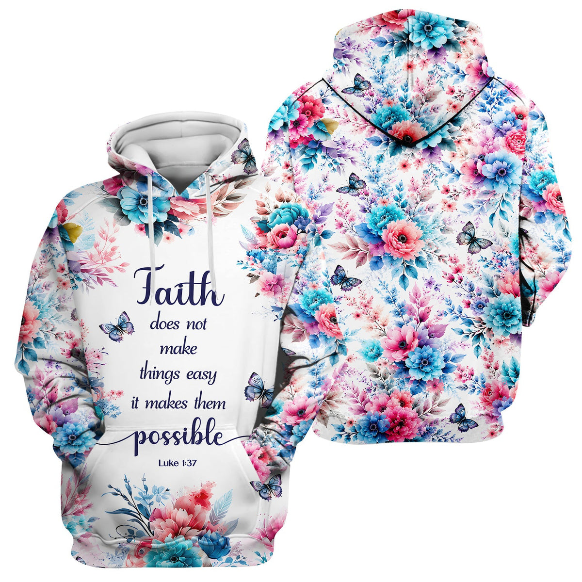 Faith Floral Butterfly Nurse Scrub Top