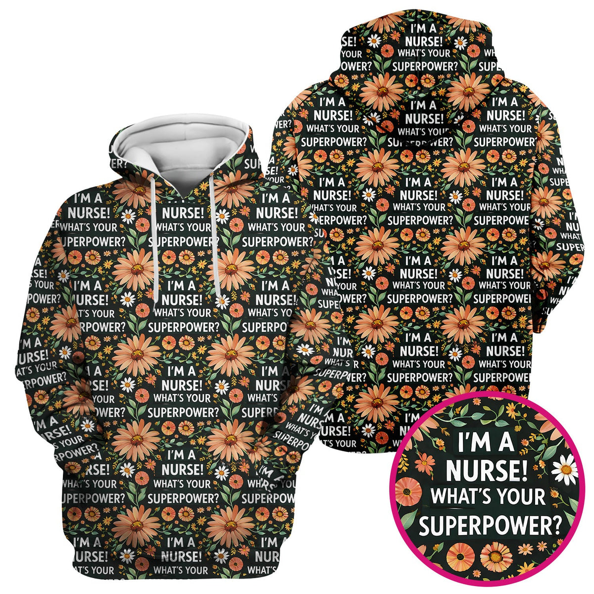 Superpower Floral Nurse Scrub Top