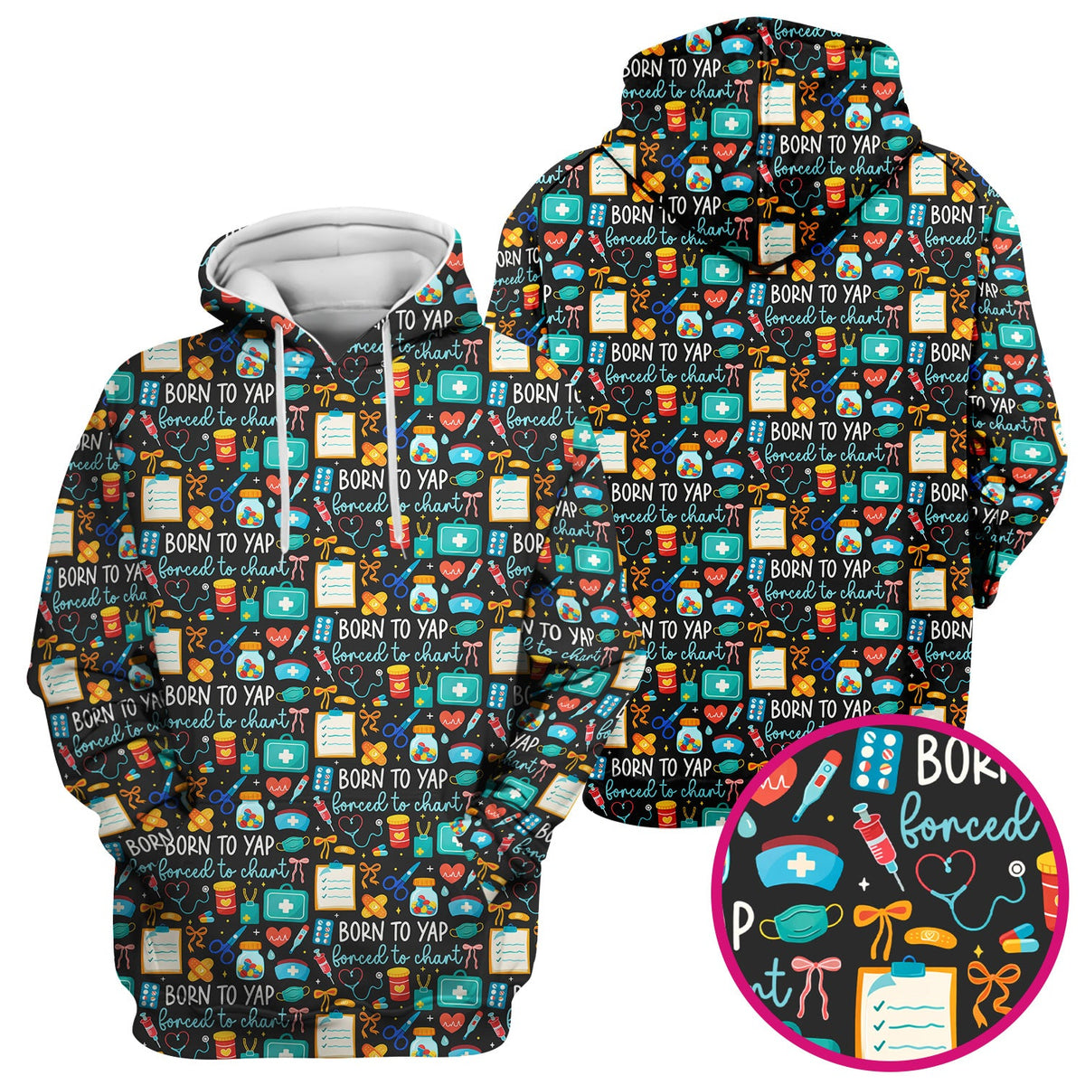 Born To Yap Medical Tools Nurse Scrub Top