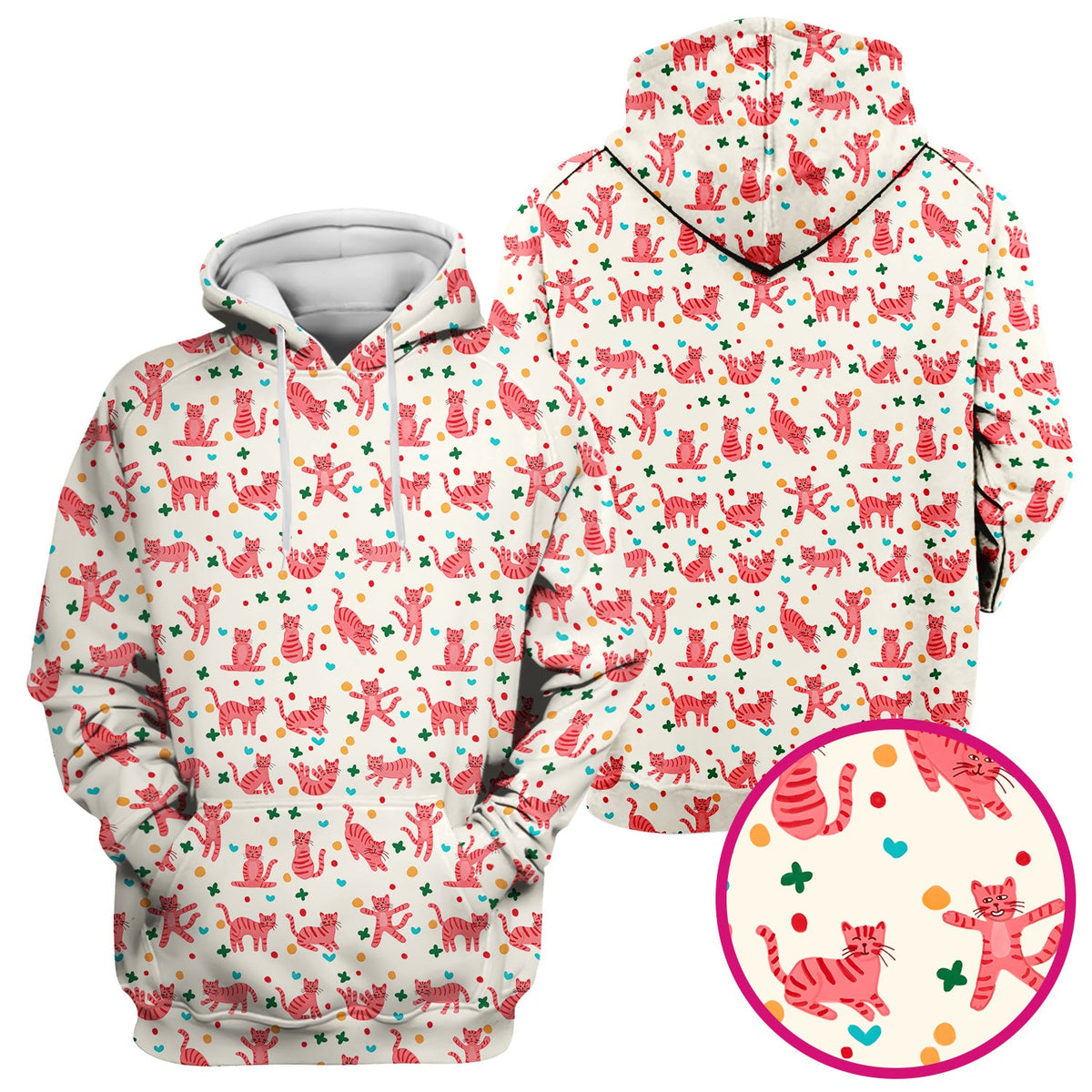 Pink Cat Nurse Scrub Top