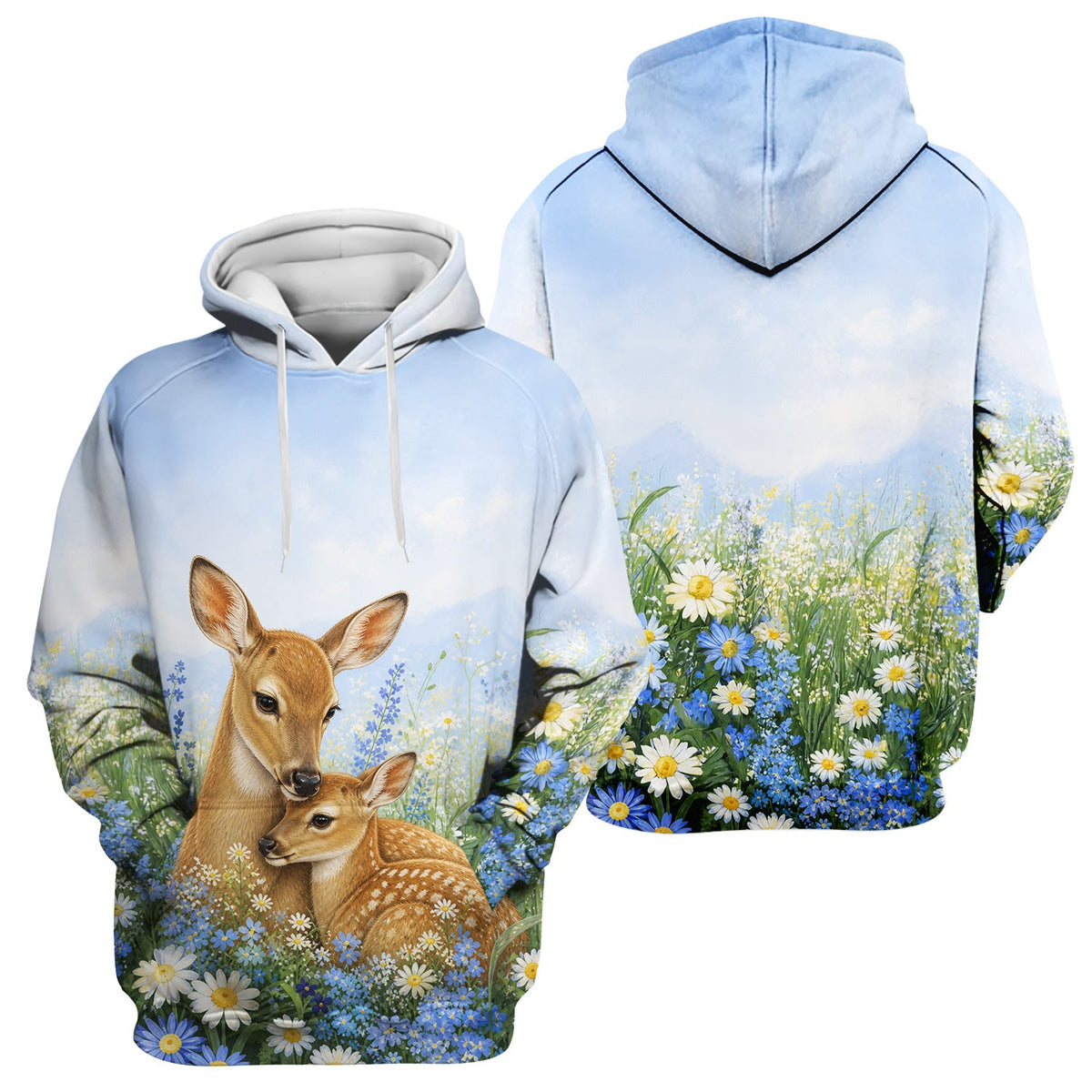 Deer Mother Baby Meadow Nurse Scrub Top
