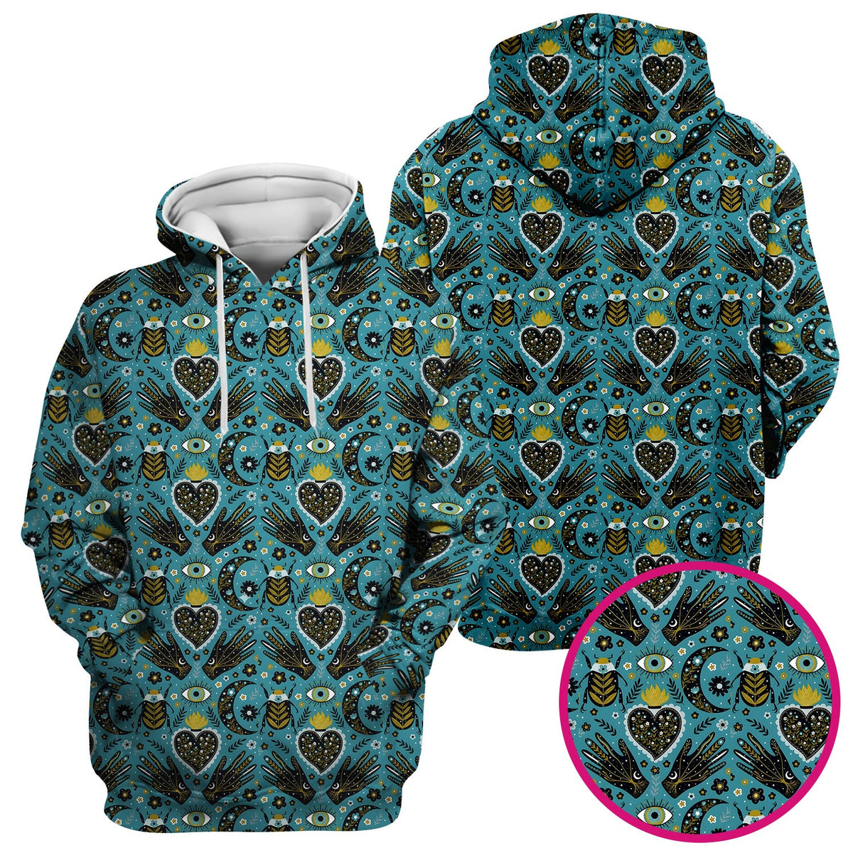 Mystic Celestial Heart Evil Eye Nurse Scrub Top
