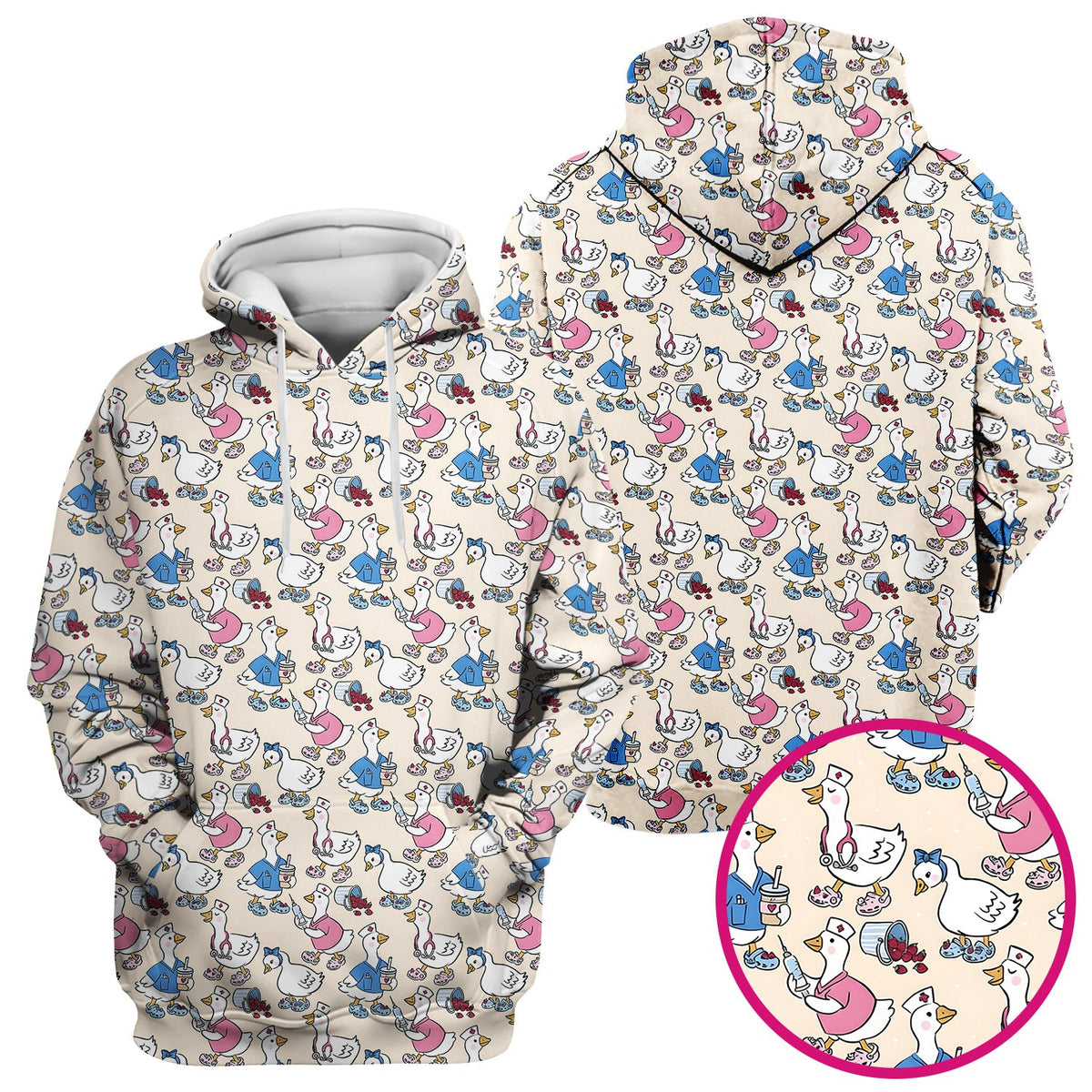 Goose Cartoon Nurse Scrub Top