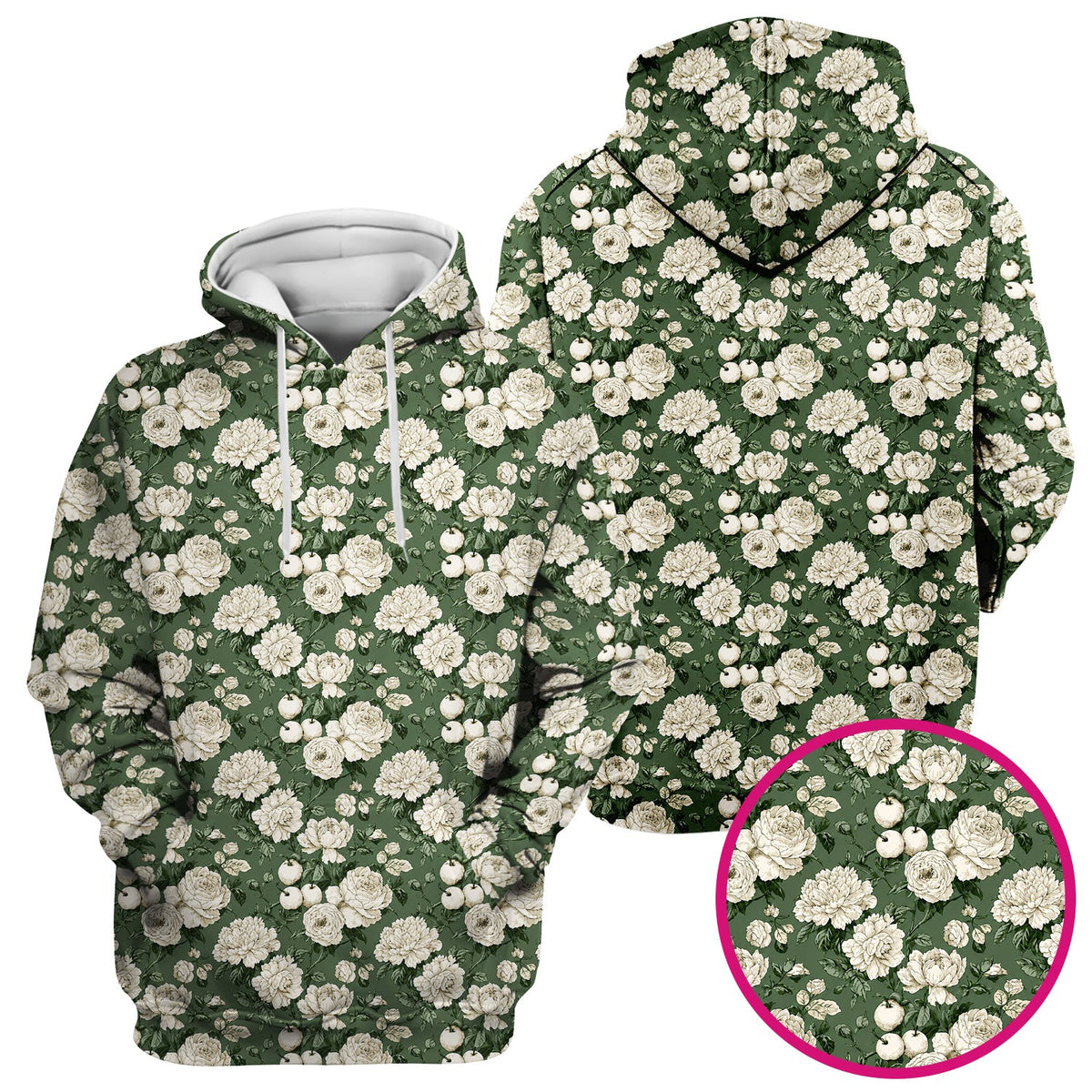 Elegant White Rose Garden Nurse Scrub Top