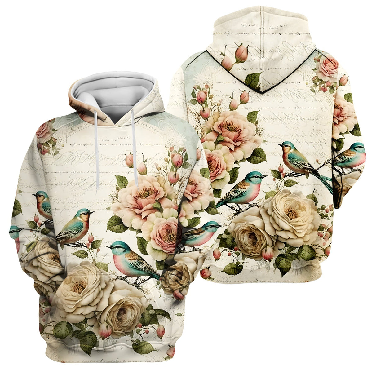 Vintage Birds Rose Nurse Scrub Top