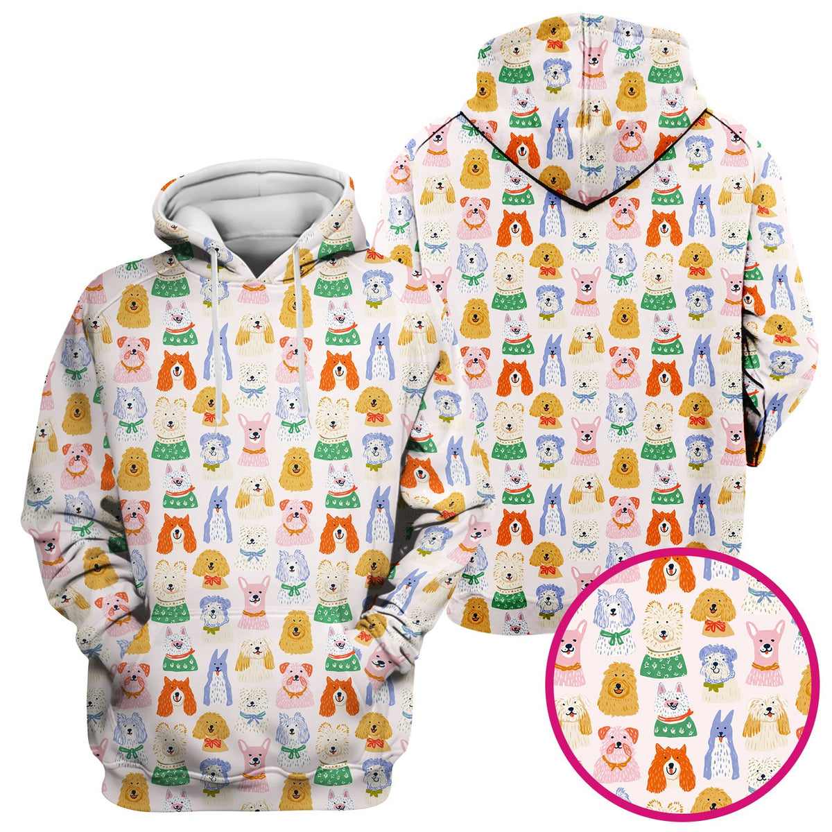 Colorful Dog Faces Cartoon Nurse Scrub Top