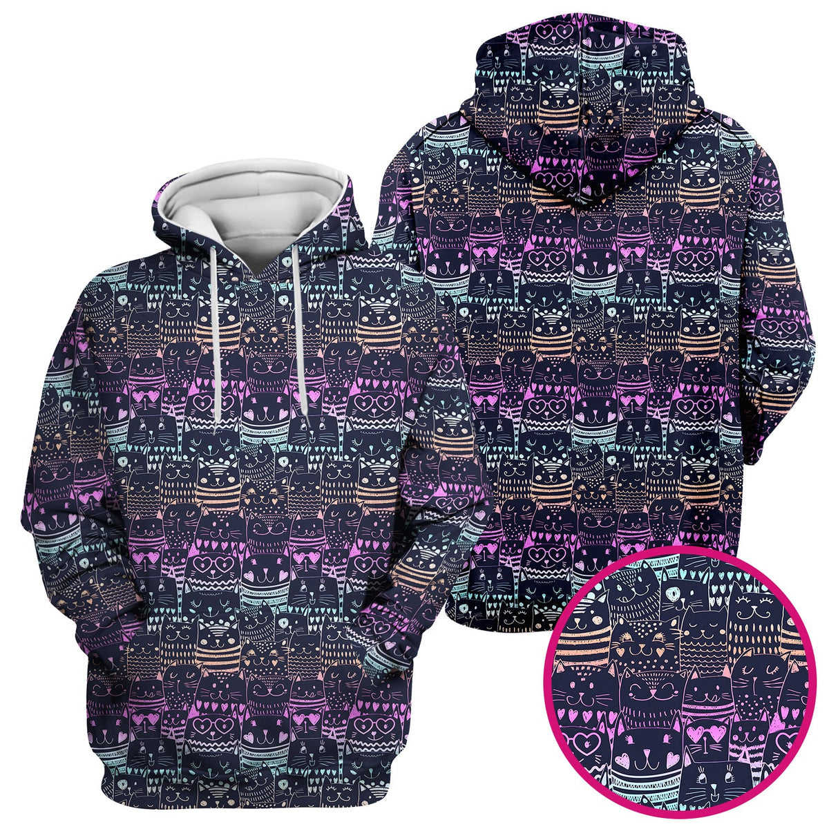 Neon Cat Faces Nurse Scrub Top