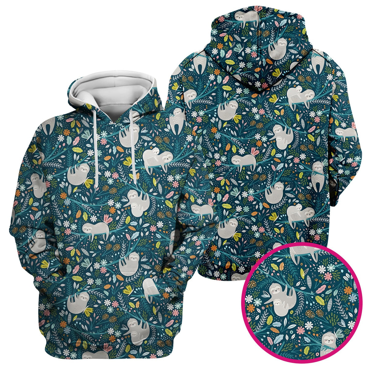 Sloth Jungle Leaf Nurse Scrub Top