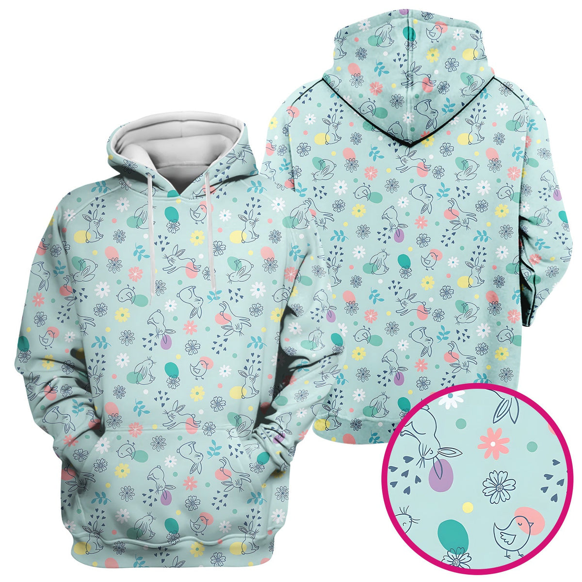 Whimsical Easter Bunny Eggs Nurse Scrub Top