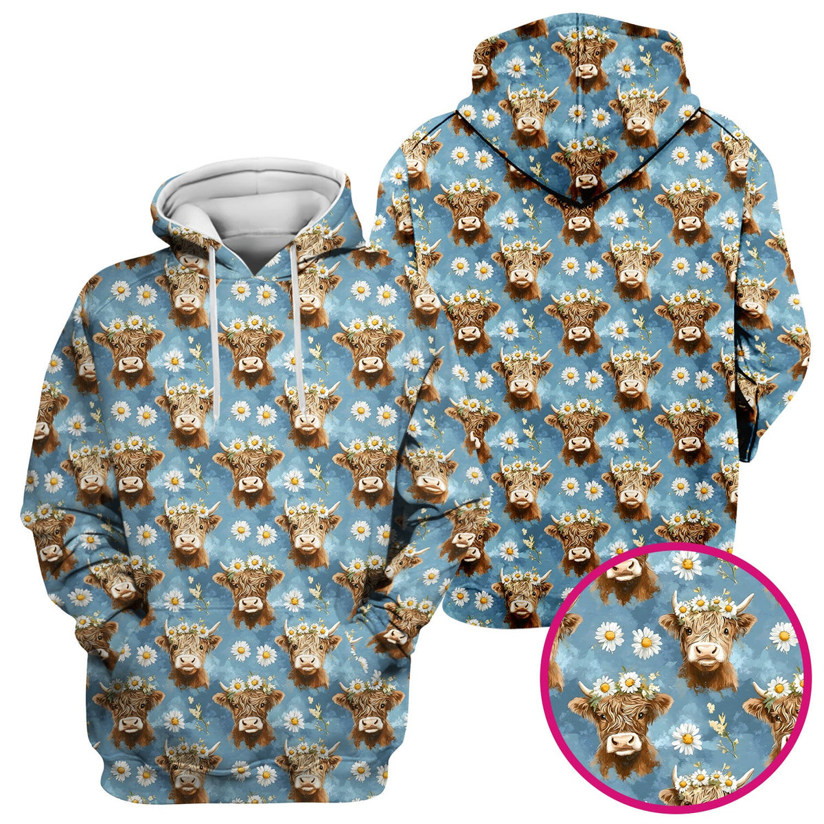 Highland Cow Daisy Flower Nurse Scrub Top