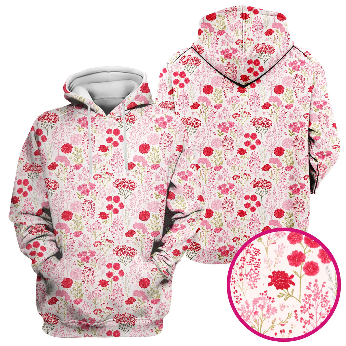Pink Floral Allover Nurse Scrub Top
