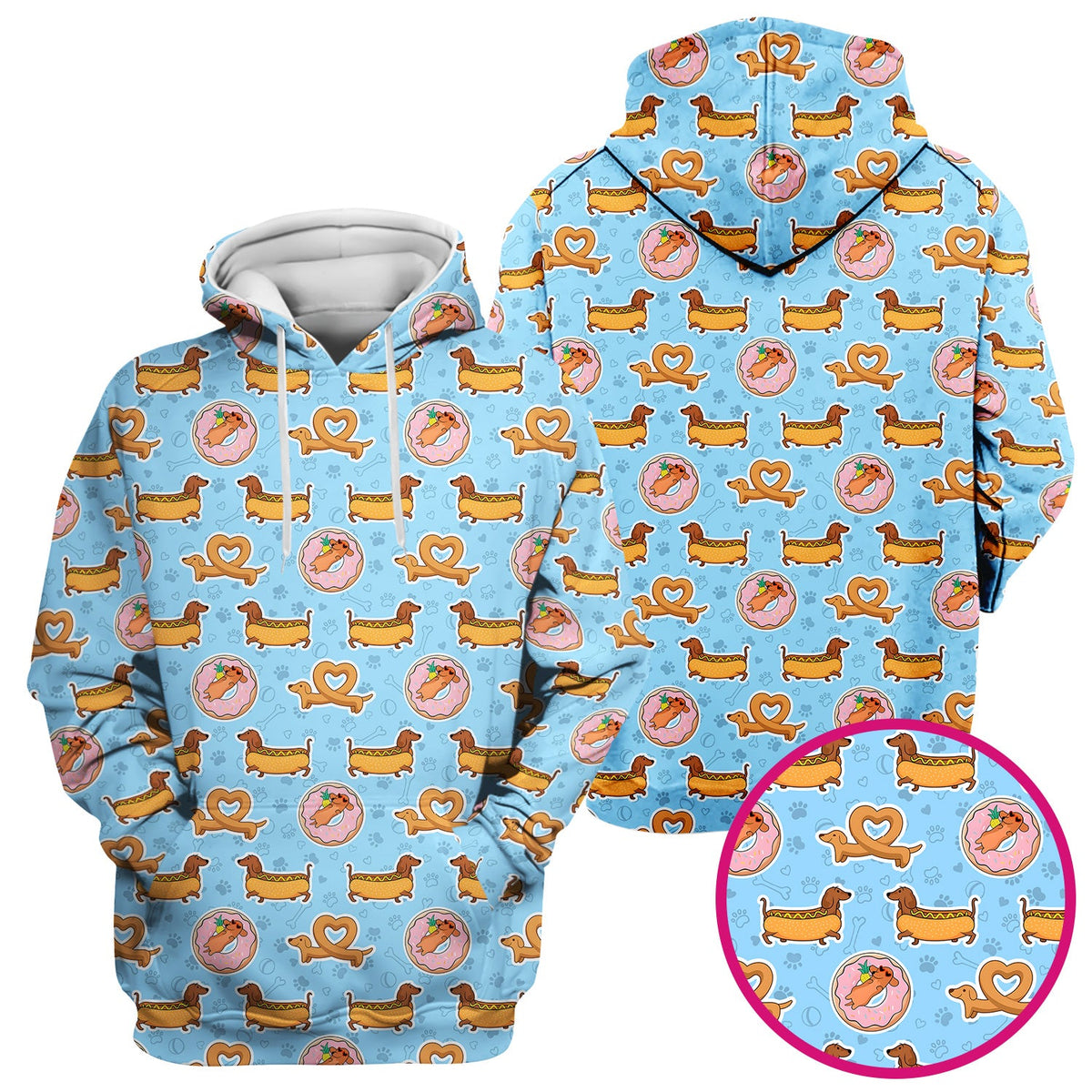 Dachshund Donut Heart Nurse Scrub Top