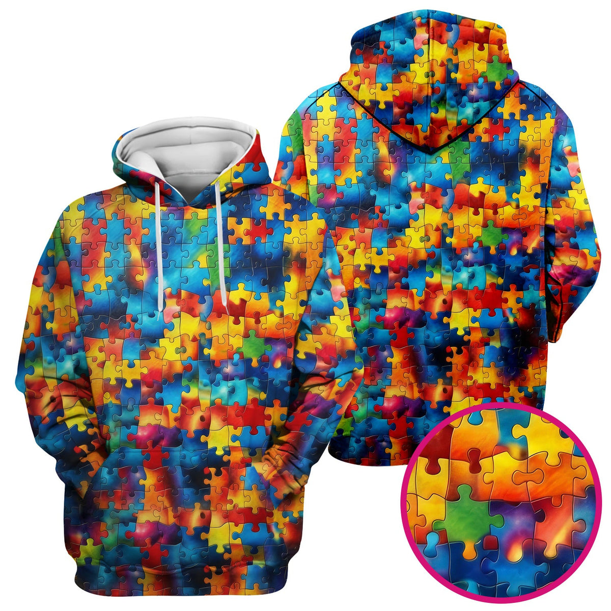 Rainbow Puzzle Piece Nurse Scrub Top