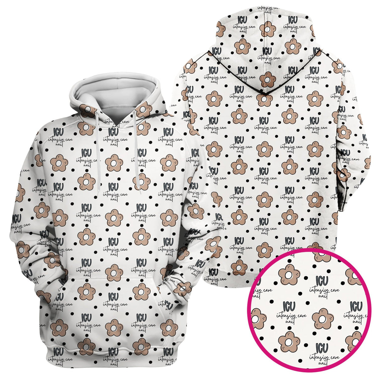 ICU Flower Polka Dot Nurse Scrub Top