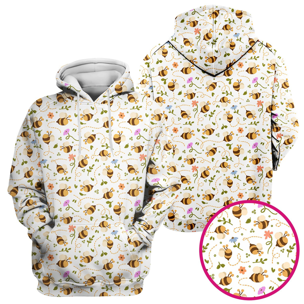 Bee Flying Floral Trail Garden Nurse Scrub Top