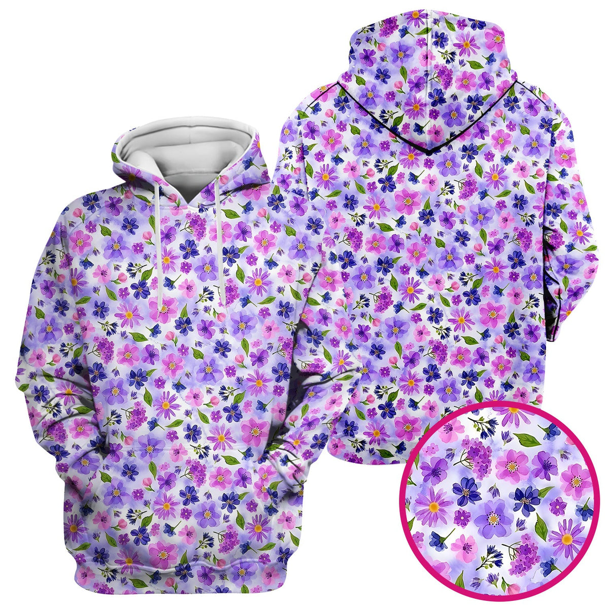Purple Watercolor Wildflower Bloom Nurse Scrub Top