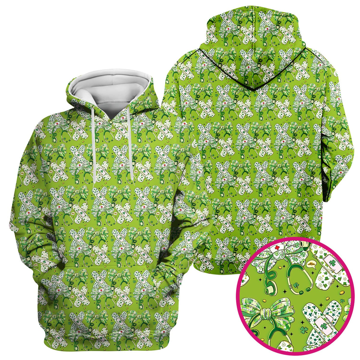 St Patrick Shamrock Stethoscope Nurse Scrub Top